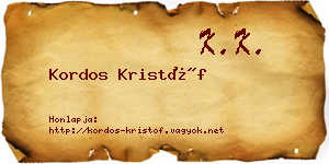 Kordos Kristóf névjegykártya