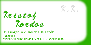 kristof kordos business card