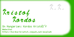 kristof kordos business card